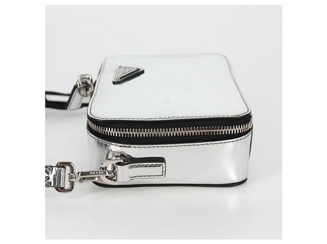 PRADA Borsa a Spalla in Pelle Argento 2VH070 Auth 142285M - vista 4