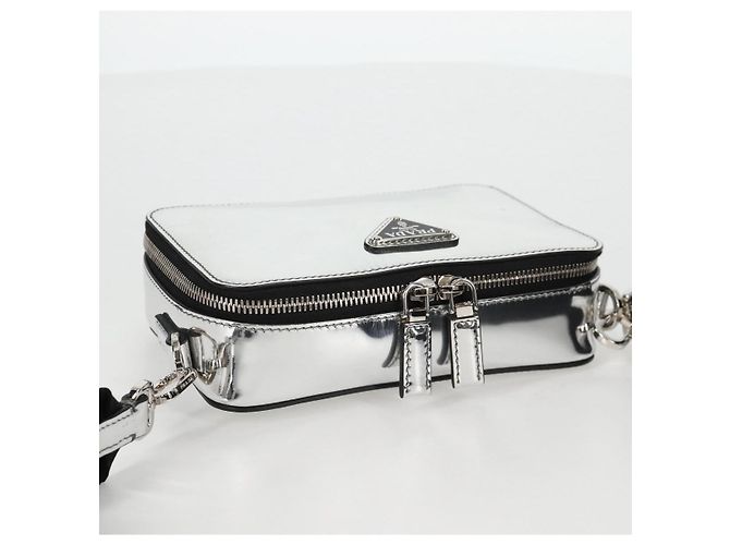 PRADA Borsa a Spalla in Pelle Argento 2VH070 Auth 142285M - vista 6