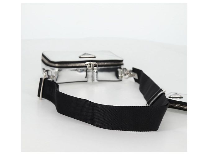 PRADA Borsa a Spalla in Pelle Argento 2VH070 Auth 142285M - vista 7