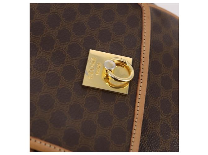 Céline CELINE Macadam Canvas Backpack PVC Leather Brown Gold Auth ep10632 Golden - view 16