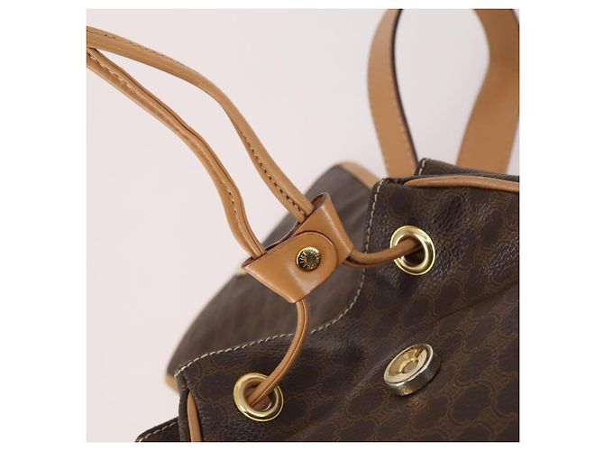 Céline CELINE Macadam Canvas Backpack PVC Leather Brown Gold Auth ep10632 Golden - view 17