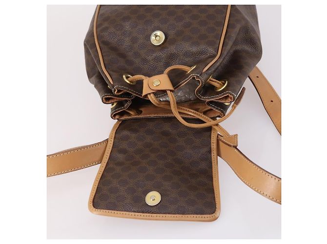 Céline CELINE Macadam Canvas Backpack PVC Leather Brown Gold Auth ep10632 Golden - view 18