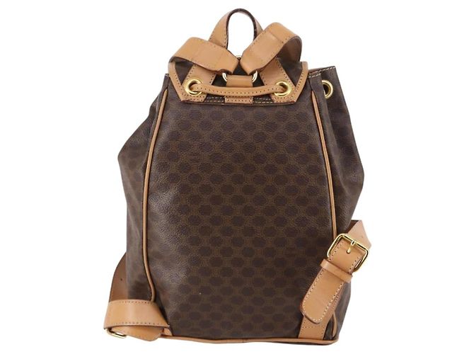Céline CELINE Macadam Canvas Backpack PVC Leather Brown Gold Auth ep10632 Golden - view 3