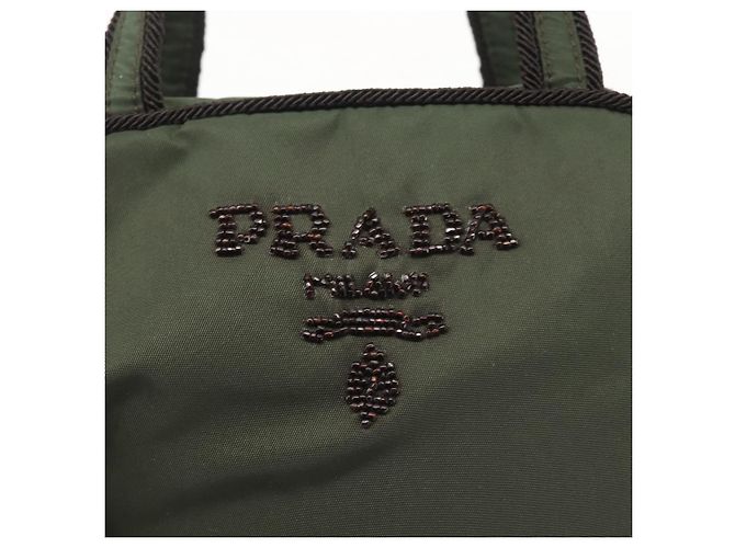 PRADA Borsa a mano in nylon khaki Auth bs29457 Cachi - vista 15