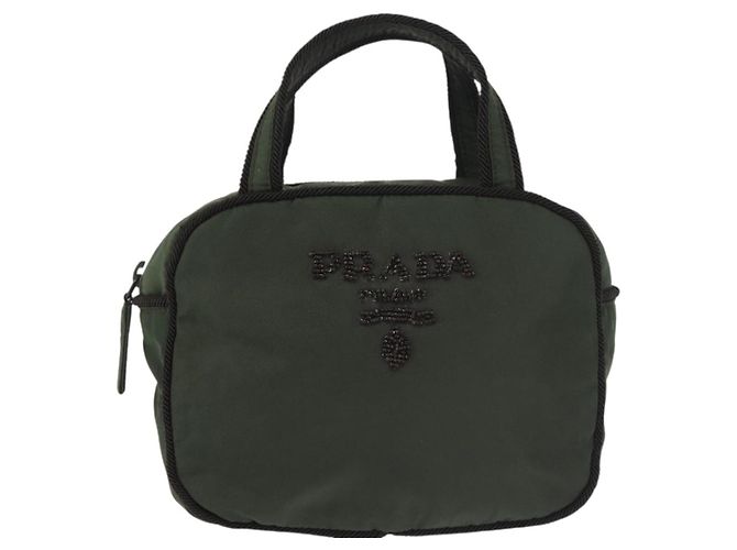 PRADA Borsa a mano in nylon khaki Auth bs29457 Cachi - vista 2