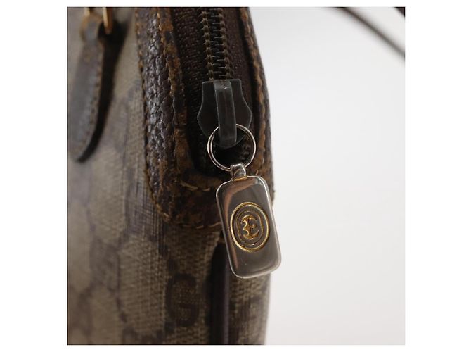 Gucci Borsa GG Supreme Web Sherry Line in PVC beige e oro 904 02 047 Auth 142653 D'oro - vista 16