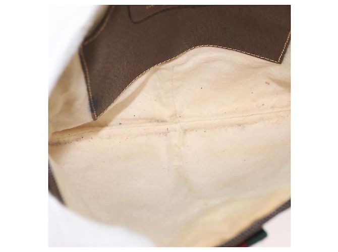 Gucci Borsa GG Supreme Web Sherry Line in PVC beige e oro 904 02 047 Auth 142653 D'oro - vista 19