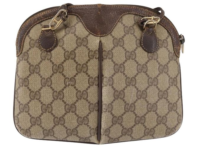 Gucci Borsa GG Supreme Web Sherry Line in PVC beige e oro 904 02 047 Auth 142653 D'oro - vista 3