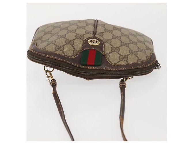 Gucci Borsa GG Supreme Web Sherry Line in PVC beige e oro 904 02 047 Auth 142653 D'oro - vista 7