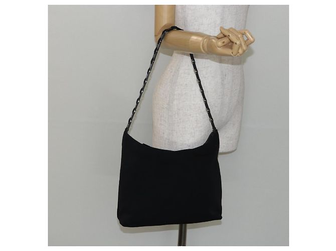 Borsa a Spalla Vala Chain in Tela Nera Salvatore Ferragamo Auth bs29117 Nero - vista 21
