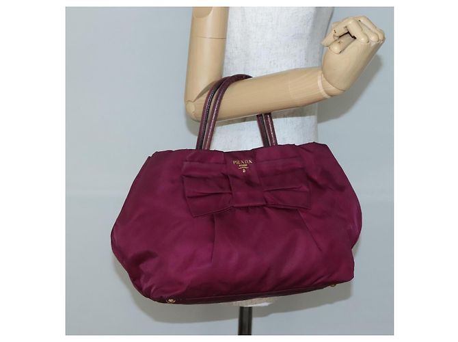 PRADA Borsa a mano in nylon viola oro Auth 141705 D'oro Porpora - vista 23