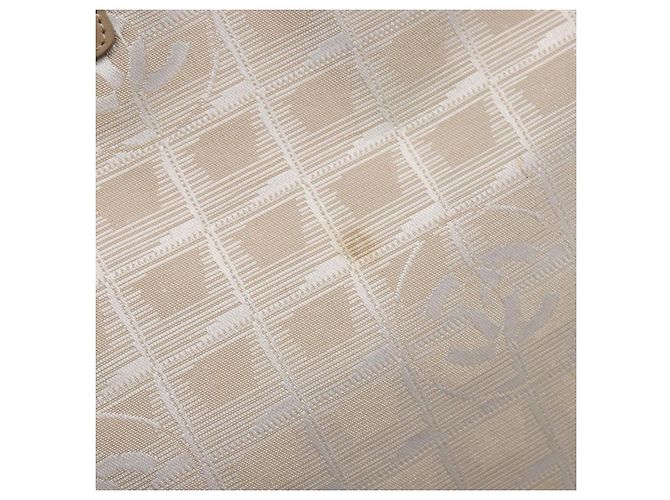 CHANEL Nova linha de viagem Bolsa de mão em nylon bege prata CC Auth 141486 - vista 15