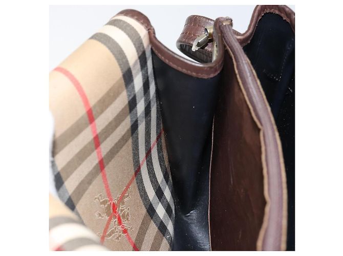 Autre Marque Borsa a Spalla Burberrys Nova Check in Tela Beige Oro Auth bs29444 D'oro - vista 18
