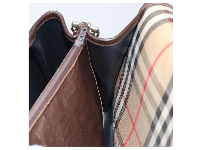 Autre Marque Borsa a Spalla Burberrys Nova Check in Tela Beige Oro Auth bs29444 D'oro - vista 19