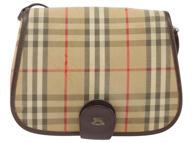 Autre Marque Borsa a Spalla Burberrys Nova Check in Tela Beige Oro Auth bs29444 D'oro - vista 2
