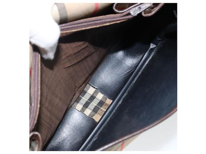 Autre Marque Borsa a Spalla Burberrys Nova Check in Tela Beige Oro Auth bs29444 D'oro - vista 21