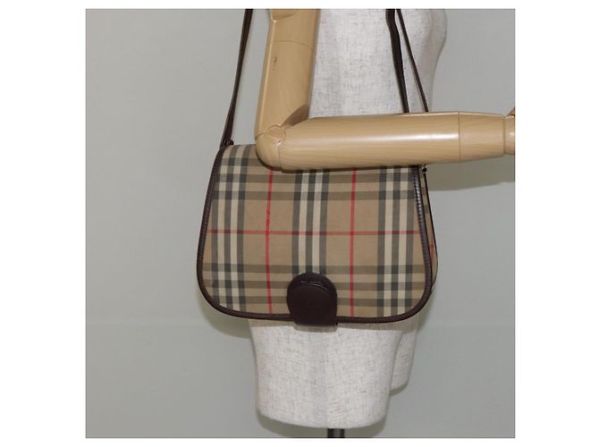 Autre Marque Borsa a Spalla Burberrys Nova Check in Tela Beige Oro Auth bs29444 D'oro - vista 22