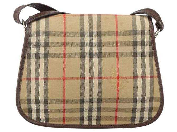 Autre Marque Borsa a Spalla Burberrys Nova Check in Tela Beige Oro Auth bs29444 D'oro - vista 3