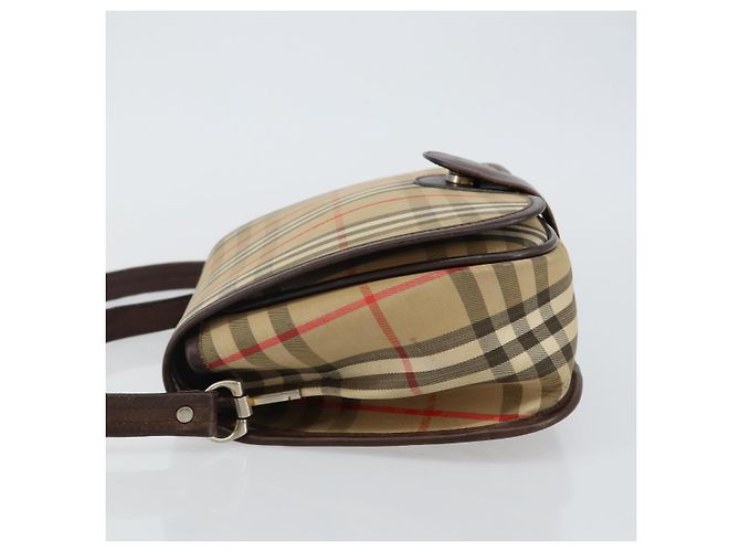 Autre Marque Borsa a Spalla Burberrys Nova Check in Tela Beige Oro Auth bs29444 D'oro - vista 5