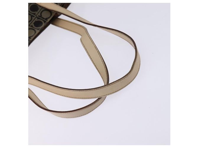 Salvatore Ferragamo Borsa a Spalla Gancini in Vinile Marrone Argento Auth 135345 - vista 7