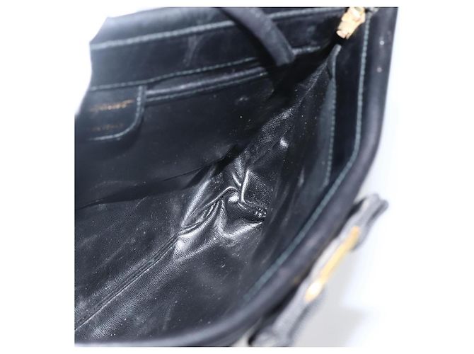 Borsa a Spalla Vala in Pelle Nera e Oro Auth BA6076 di Salvatore Ferragamo Nero D'oro - vista 17