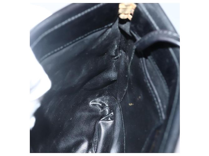 Borsa a Spalla Vala in Pelle Nera e Oro Auth BA6076 di Salvatore Ferragamo Nero D'oro - vista 18
