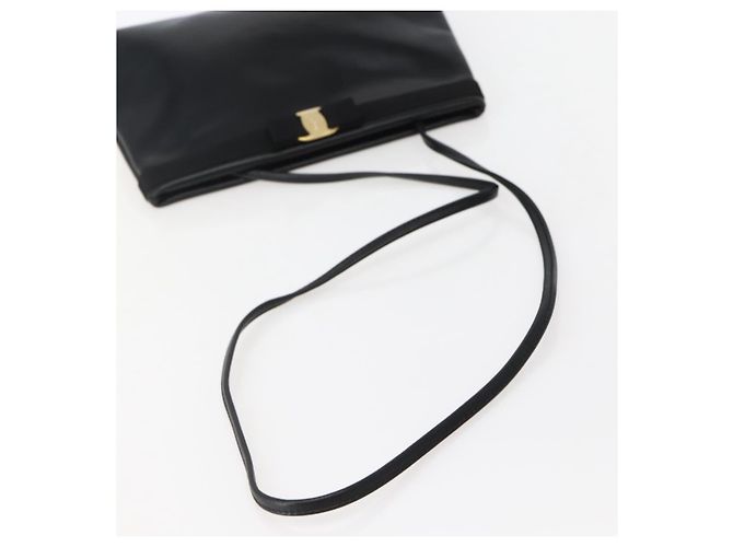 Borsa a Spalla Vala in Pelle Nera e Oro Auth BA6076 di Salvatore Ferragamo Nero D'oro - vista 7
