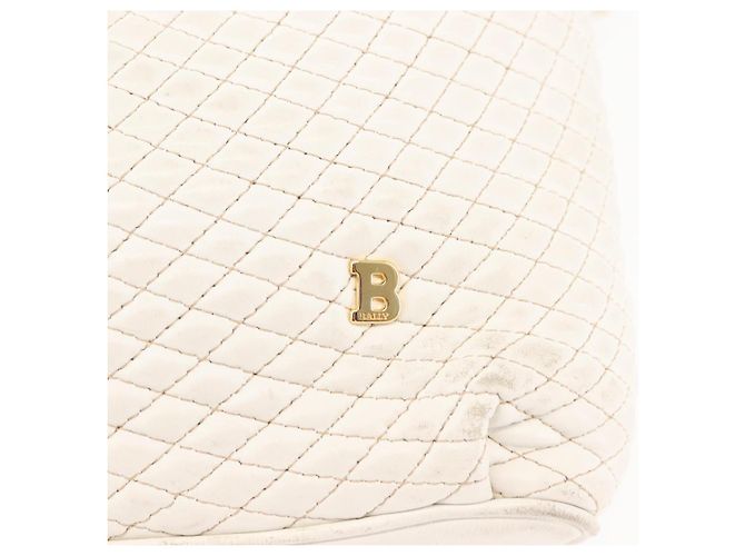 BALLY Borsa a Spalla a Catena in Pelle Bianca e Oro Auth BA5895 Bianco D'oro - vista 14
