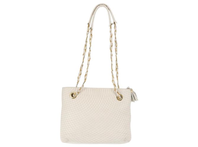 BALLY Borsa a Spalla a Catena in Pelle Bianca e Oro Auth BA5895 Bianco D'oro - vista 3