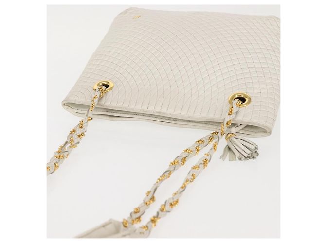 BALLY Borsa a Spalla a Catena in Pelle Bianca e Oro Auth BA5895 Bianco D'oro - vista 6