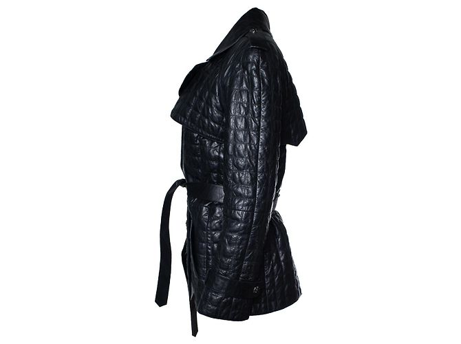 Schwarze gesteppte Lederjacke von Chanel 2006 - Ansicht 2