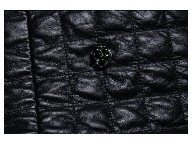 Schwarze gesteppte Lederjacke von Chanel 2006 - Ansicht 7