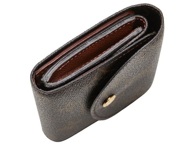 Billetera plegable Monogram Louis Vuitton en cuero marrón Castaño - vista 4