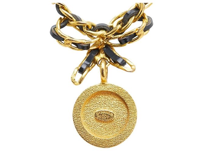 Collana choker in strass vintage Chanel D'oro - vista 3