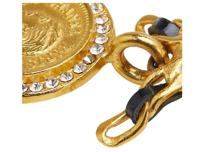 Collana choker in strass vintage Chanel D'oro - vista 6