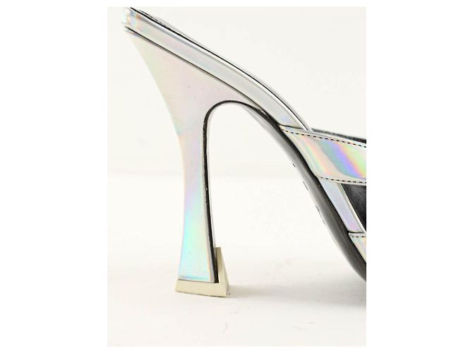 Attico Silberne Leder-High Heels - Ansicht 3