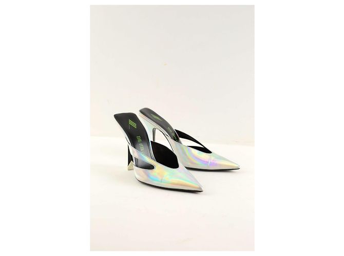 Attico Silberne Leder-High Heels - Ansicht 4