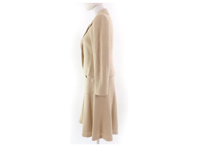 Conjunto de tweed de dos piezas COCO Mark de Chanel Beige - vista 2