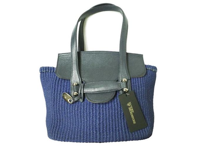Autre Marque Borsa tote ibrida in abaca e pelle TOFF&LOADSTONE Blu Blu navy - vista 3