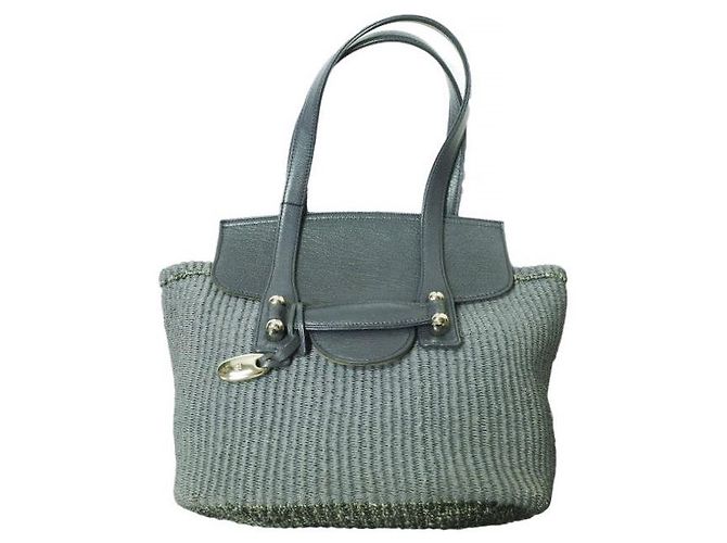 Autre Marque Bolso tote híbrido de abacá y cuero TOFF&LOADSTONE Gris Azul marino - vista 3