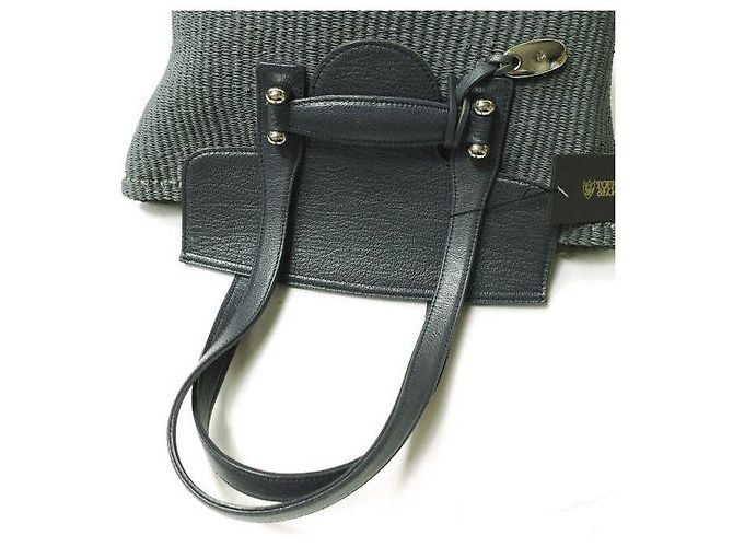 Autre Marque Bolso tote híbrido de abacá y cuero TOFF&LOADSTONE Gris Azul marino - vista 5