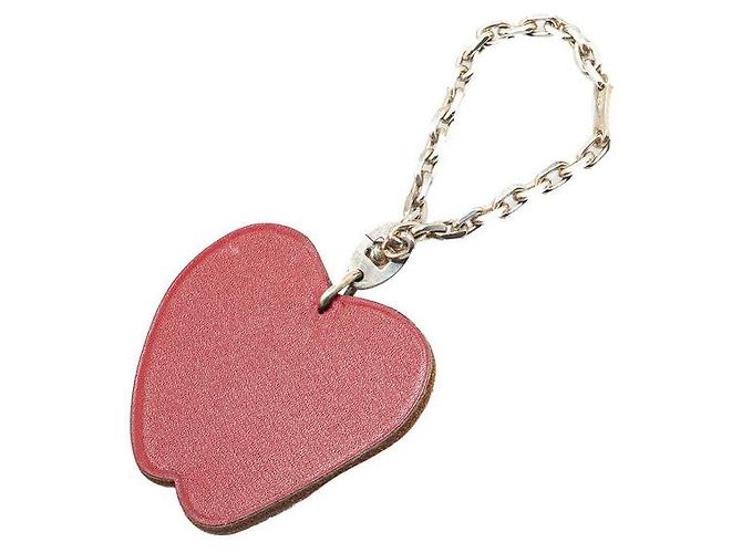 Hermès Apple Metall Leder Charm Silber Rot - Ansicht 2