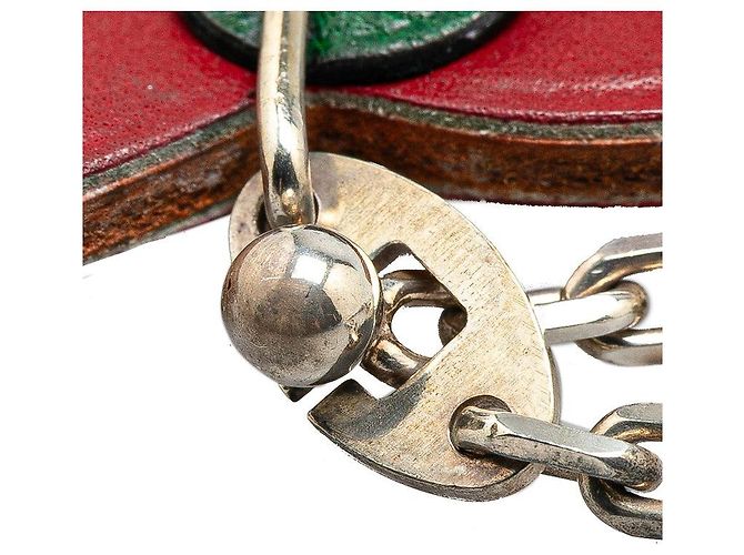 Hermès Apple Metall Leder Charm Silber Rot - Ansicht 4
