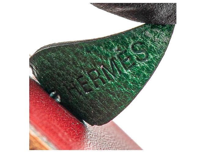Hermès Apple Metall Leder Charm Silber Rot - Ansicht 5