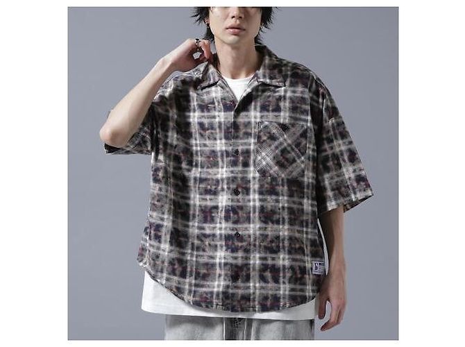 Autre Marque Gracias CHEMISETAS DE CUELLO ABIERTO A CUADROS Camisa de algodón (Limitada) Negro - vista 3