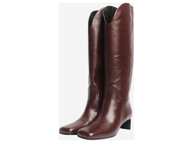 Longchamp La Cavalière oxblood knee high leather boots high leather boots - size EU 39 - view 2