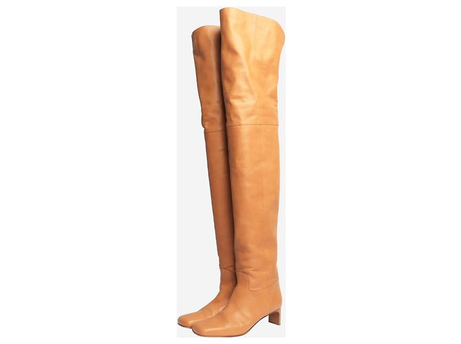 Longchamp Botas de cuero hasta el muslo en cobre - talla EU 40 - vista 2