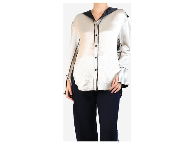 Autre Marque Ecru Satinbluse - Größe S - Ansicht 3