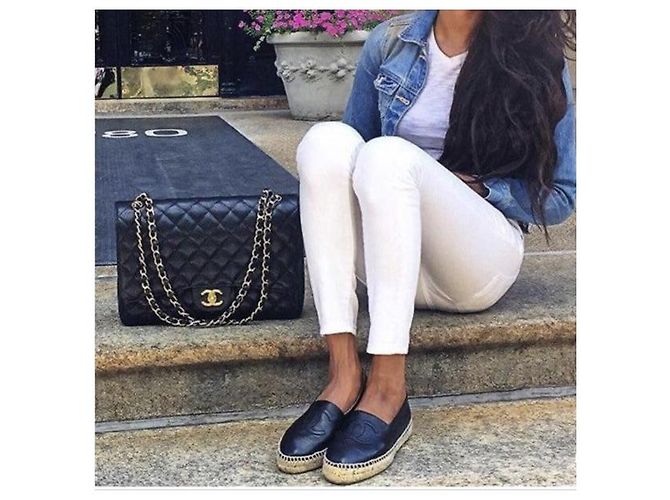 Espadrillas Chanel in pelle di agnello nera Nero - vista 14