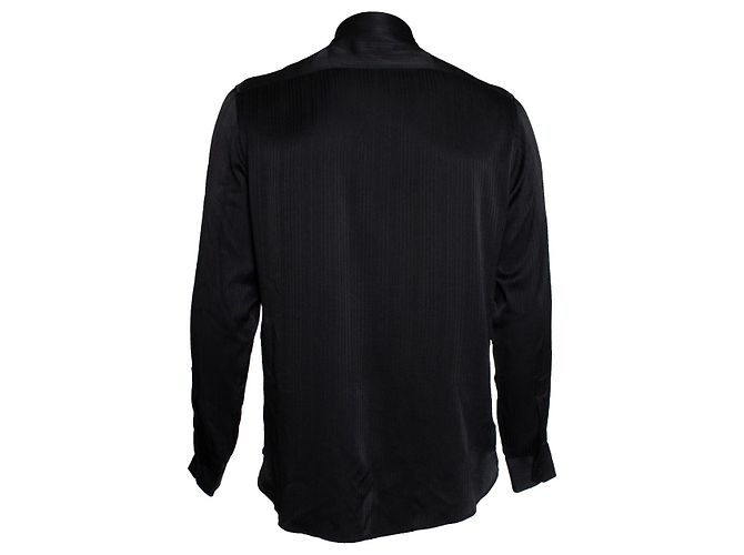 Camisa de seda negra a rayas Saint Laurent Negro - vista 3